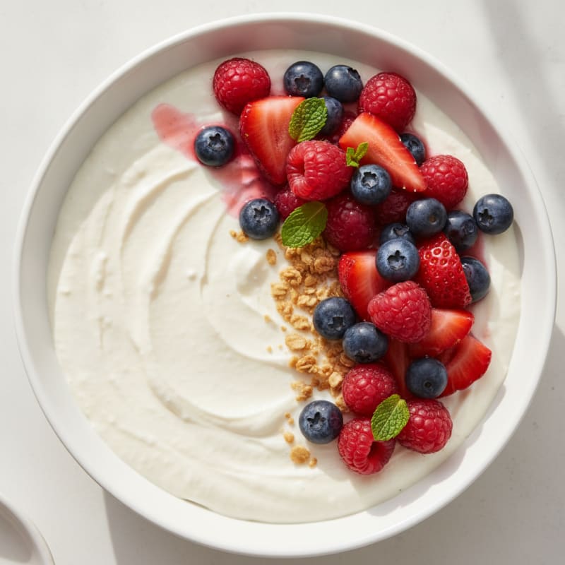 Greek Yogurt Protein Pudding with Mixed Berries