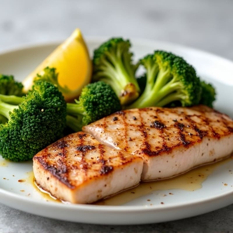 Pan-Seared Tuna with Roasted Broccoli and Lemon