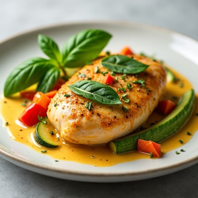 Lean Chicken with Creamy Thai Green Curry and Fresh Vegetables