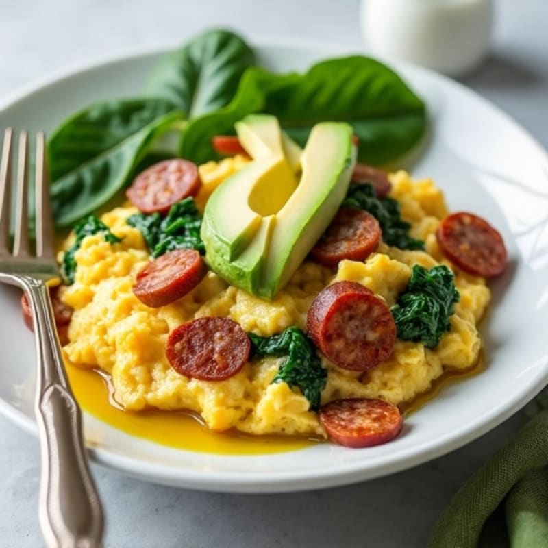 Egg White and Turkey Sausage Scramble with Spinach