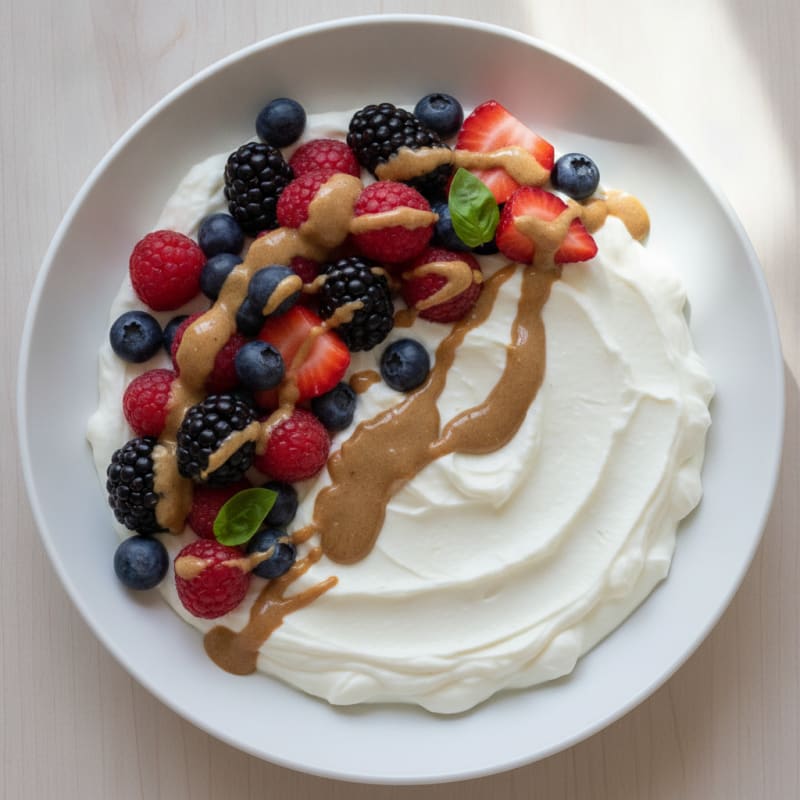 Silky Greek Yogurt Protein Pudding with Mixed Berries