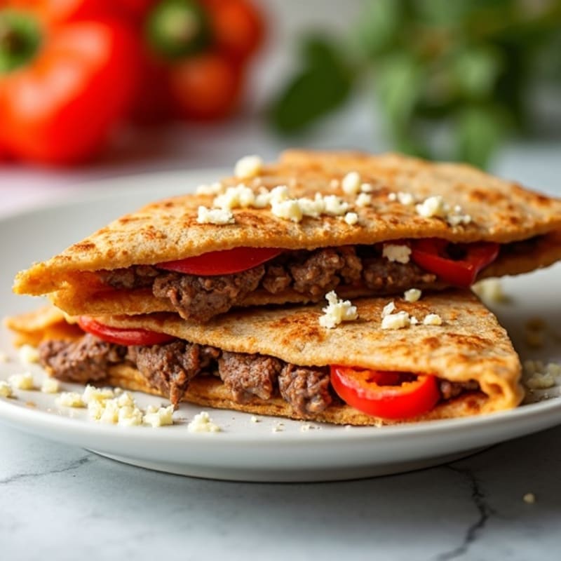 Crispy Lean Steak and Bell Pepper Whole Wheat Quesadillas
