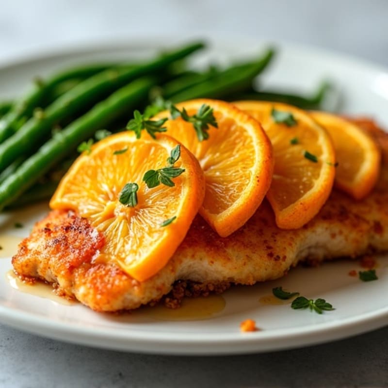 Crispy Baked Orange Chicken with Roasted Green Beans