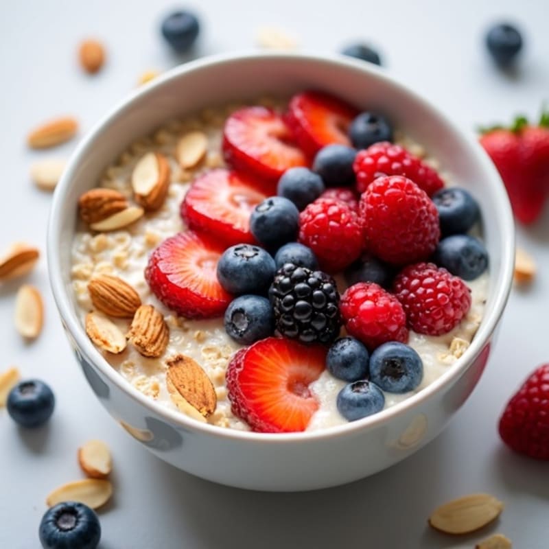 Creamy Berry Oatmeal with Toasted Nuts
