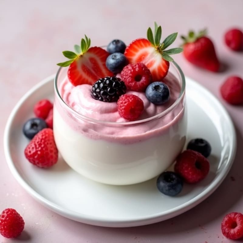 Greek Yogurt Protein Mousse with Mixed Berries