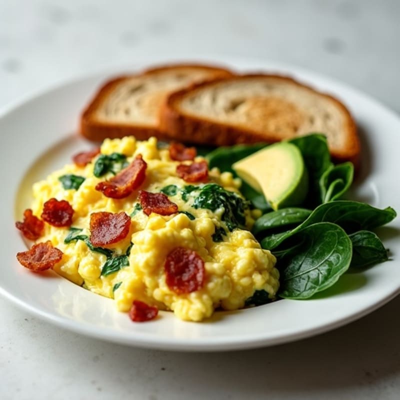 Egg White Scramble with Spinach and Turkey Bacon