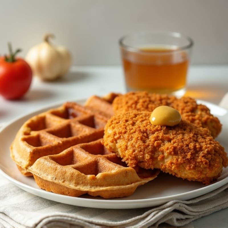 Crispy Golden Baked Chicken with Fluffy Whole Wheat Waffles