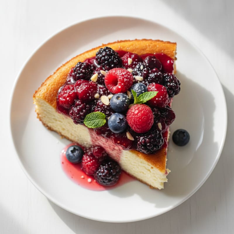 Greek Yogurt Protein Cheesecake with Mixed Berries