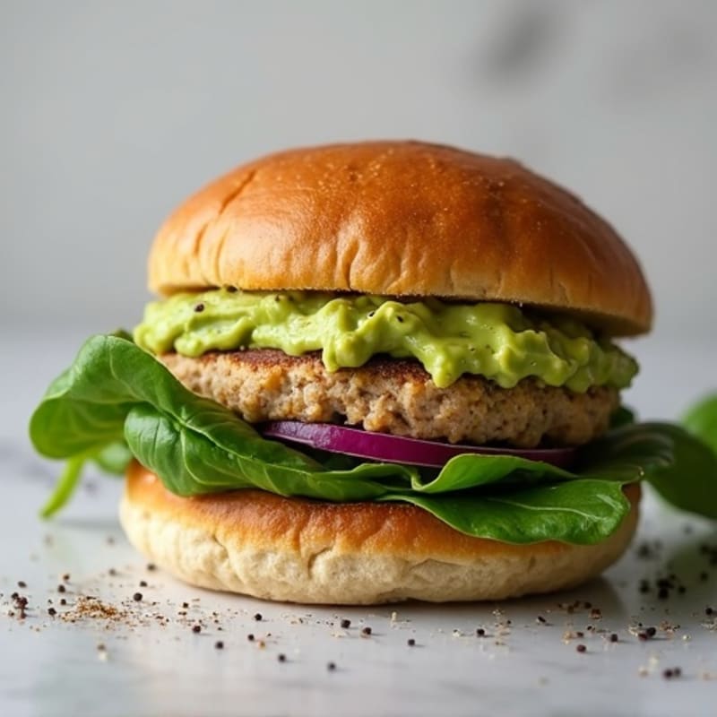 Lean Turkey Spinach Burger with Avocado Spread