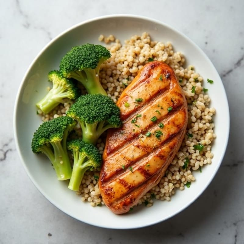 Grilled Chicken Breast with Quinoa and Steamed Broccoli