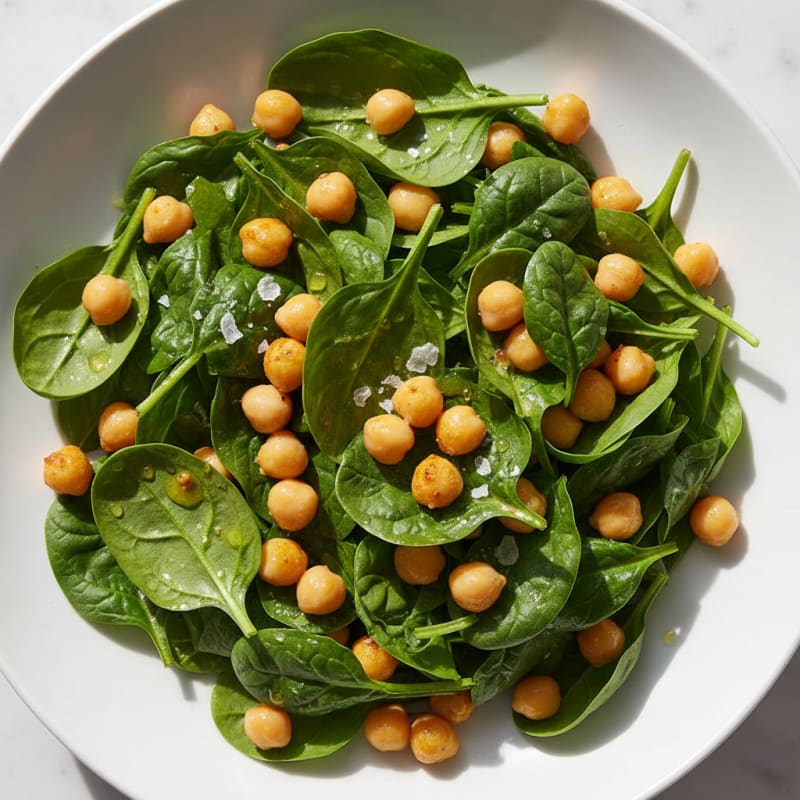 Fresh Spinach Salad with Chickpeas and Lemon Vinaigrette