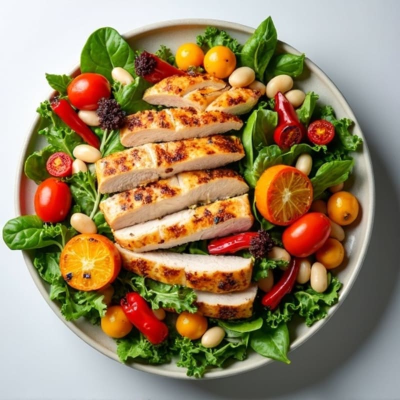 Grilled Chicken and Roasted Vegetable Salad with White Beans