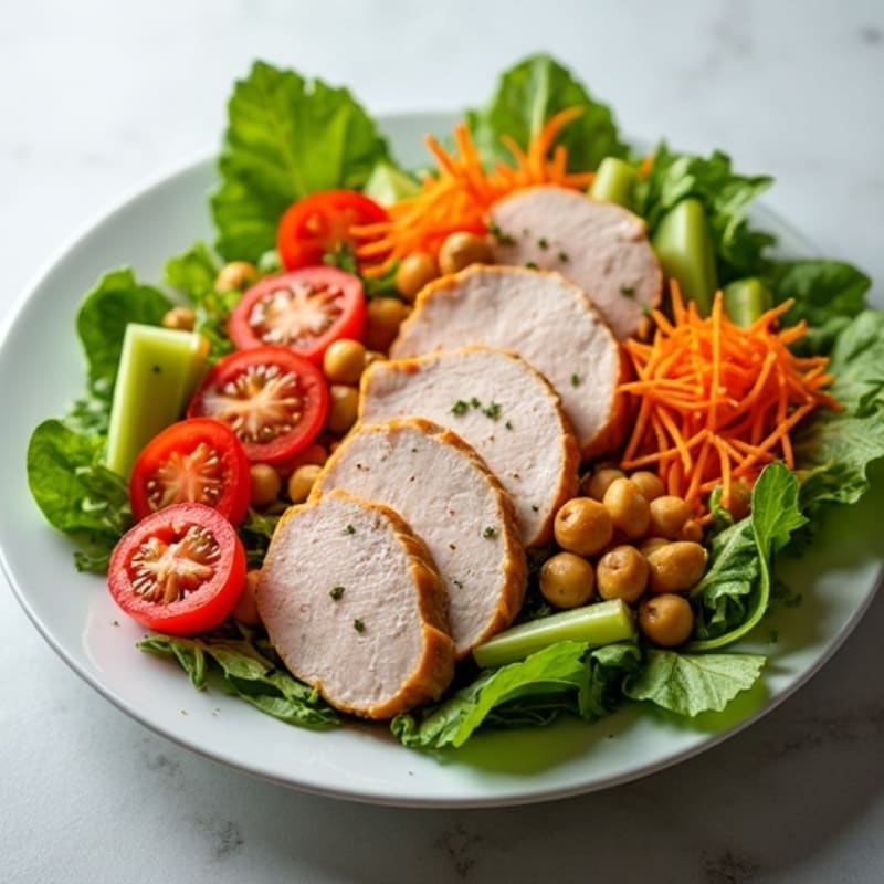 Chopped Deli Meat and Crispy Vegetable Salad with Zesty Herb Vinaigrette
