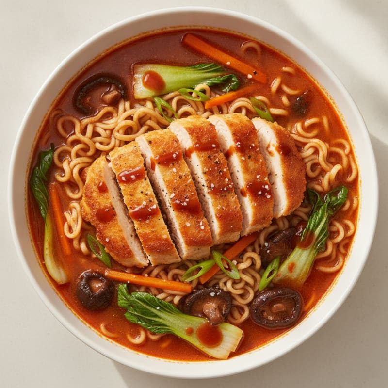 Spicy Sriracha Chicken Ramen Soup
