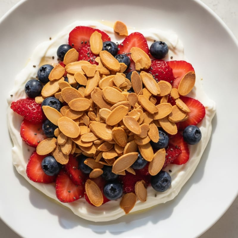 Greek Yogurt Protein Parfait with Berries and Almonds