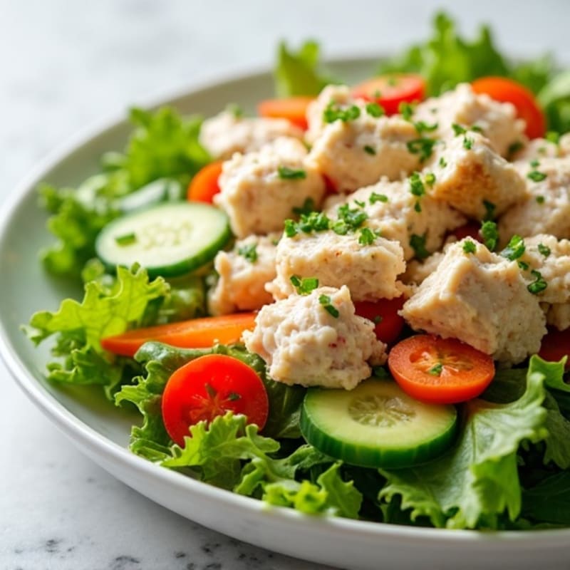 Canned Tuna Salad with Creamy Lemon Dressing and Crunchy Vegetables
