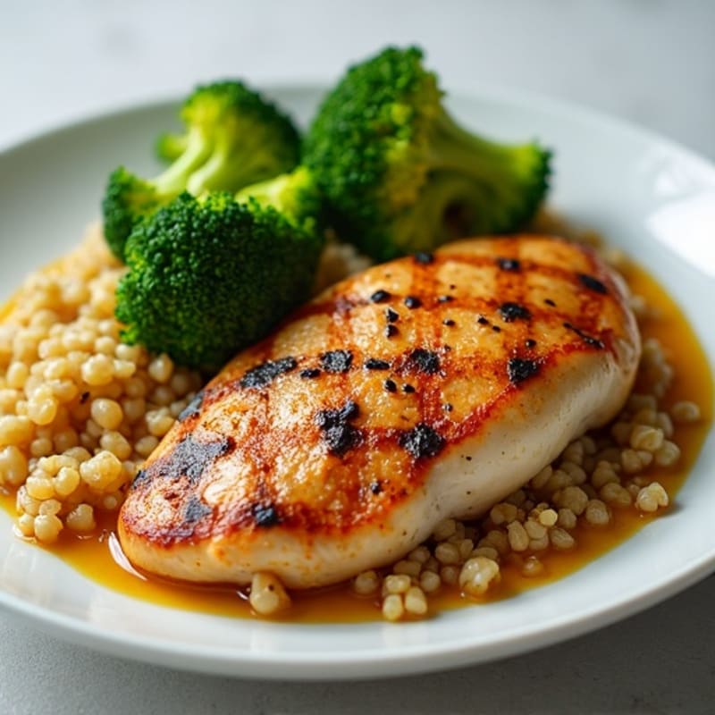 Grilled Chicken Breast with Roasted Broccoli and Quinoa