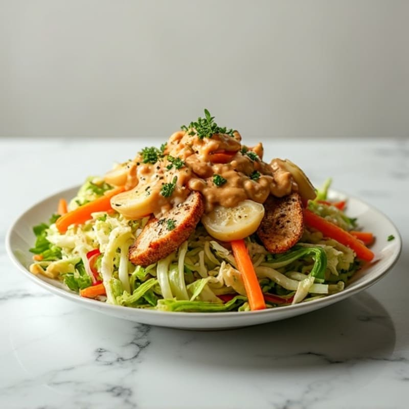 Crunchy Cabbage Salad with Creamy Peanut Dressing