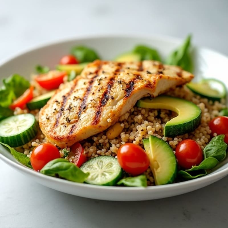 Grilled Chicken and Quinoa Salad with Crunchy Vegetables
