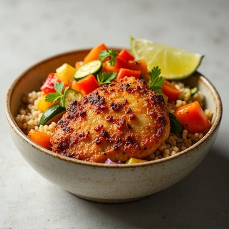Crispy Chicken Fajita Bowl with Roasted Veggies