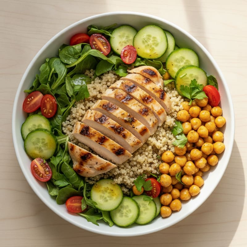 Grilled Chicken Grain Bowl with Lemon-Herb Vinaigrette
