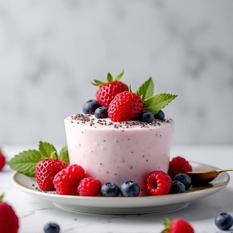 Greek Yogurt Protein Mousse with Mixed Berries
