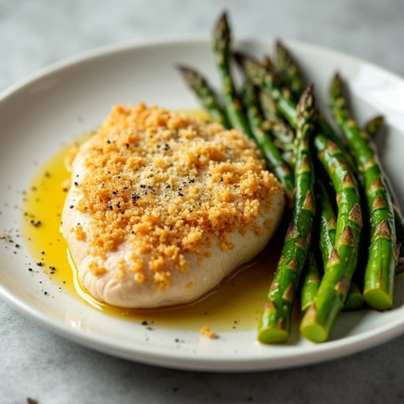 Garlic Parmesan Crusted Chicken with Roasted Asparagus