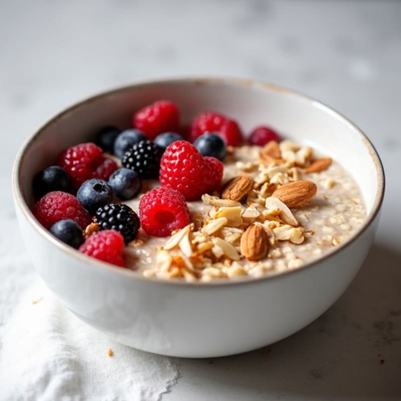 Creamy Steel Cut Oats with Fresh Berries and Toasted Nuts