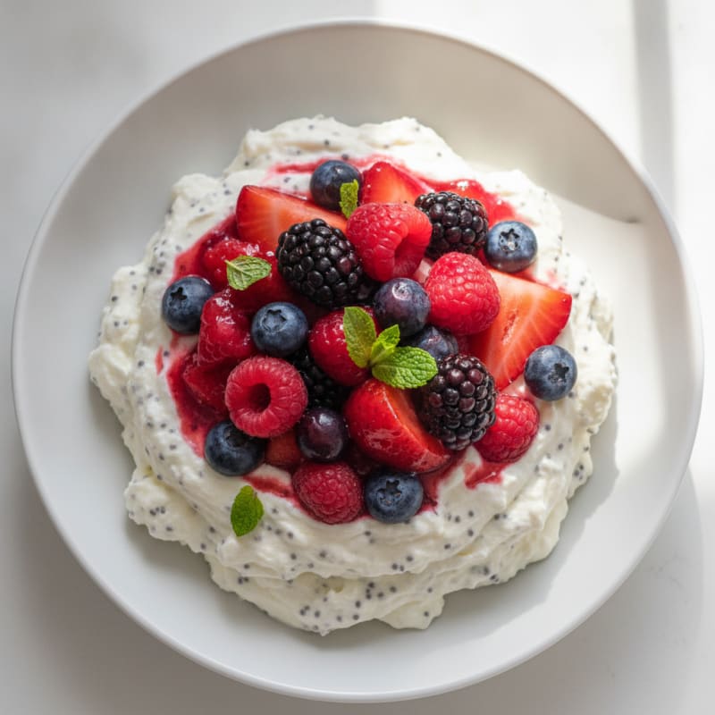 Greek Yogurt Protein Mousse with Mixed Berries