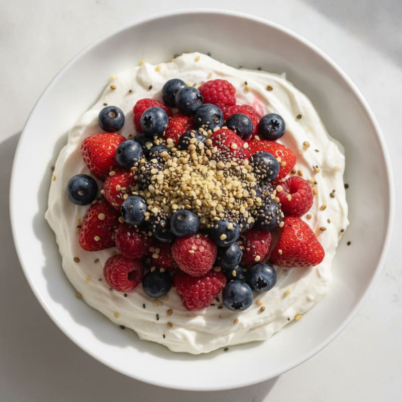 Greek Yogurt Protein Pudding with Mixed Berries