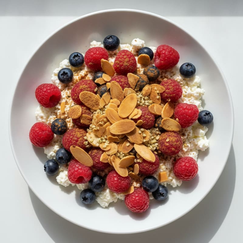 Cottage Cheese and Berry Protein Bowl with Almonds
