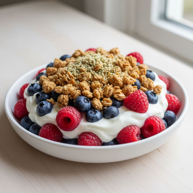 Greek Yogurt Parfait with Mixed Berries and Protein Granola