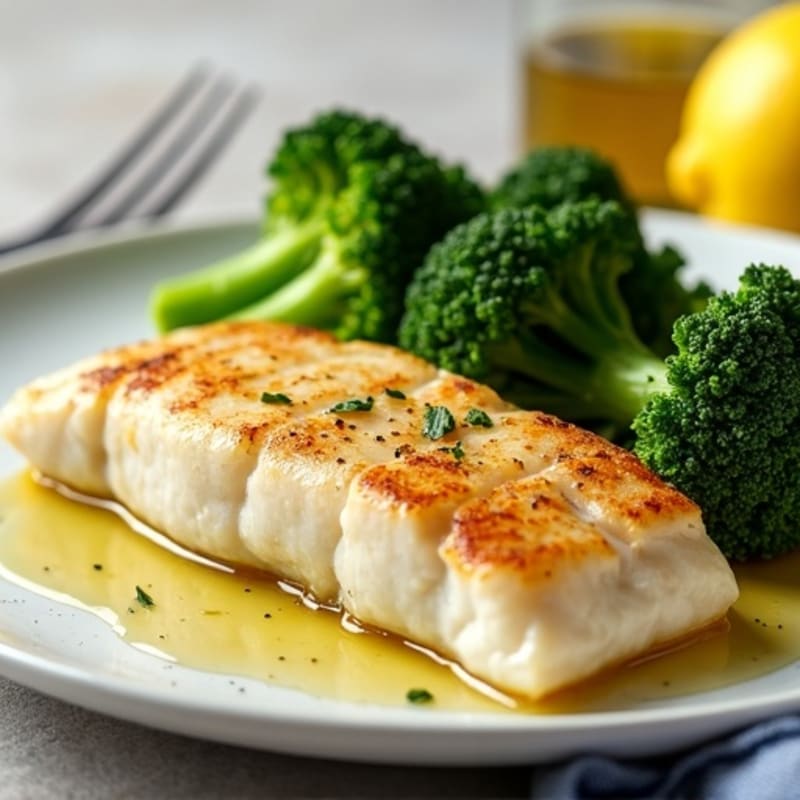 Seared Tilapia with Steamed Broccoli and Lemon