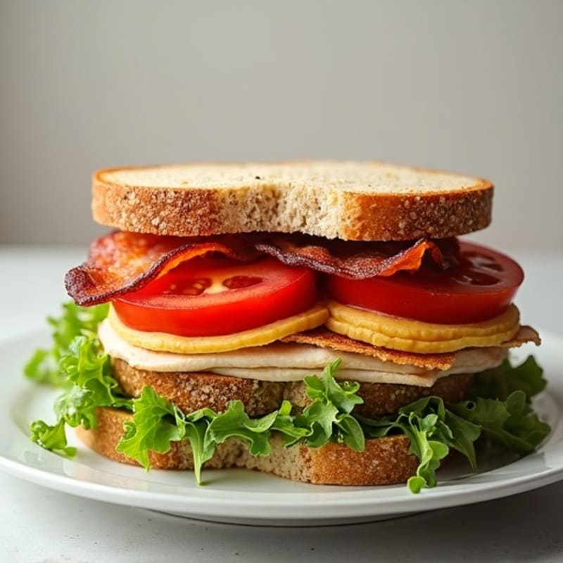 Whole Grain Turkey Club with Crispy Bacon and Fresh Greens