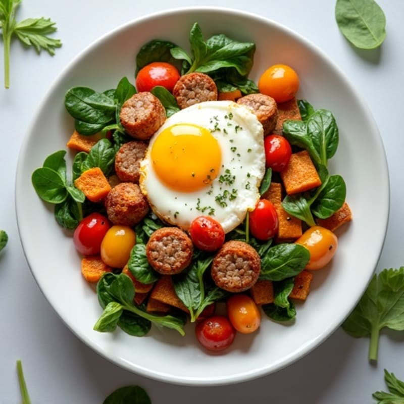 Crispy Sweet Potato Hash with Eggs and Greens