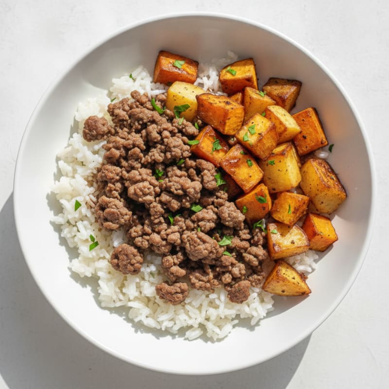 Roasted Root Vegetable and Beef Power Bowl