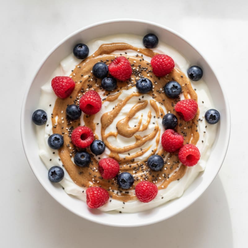 Greek Yogurt Protein Bowl with Almond Butter and Berries