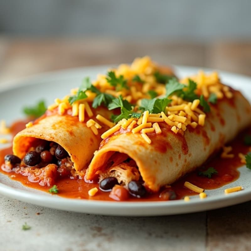 Baked Chicken and Black Bean Enchiladas with Zesty Sauce