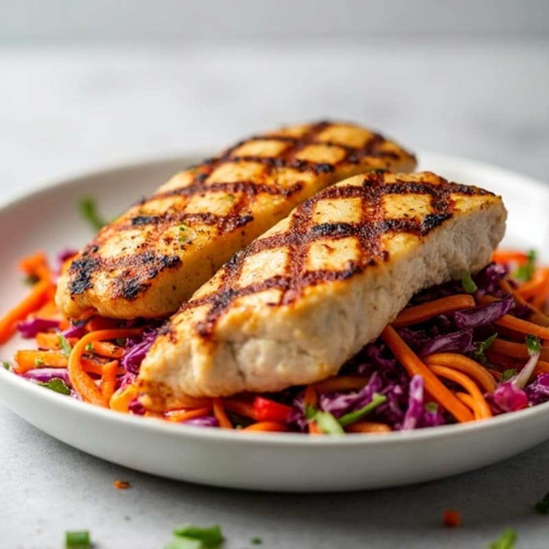 Grilled Chicken Breast with Crunchy Cabbage Slaw