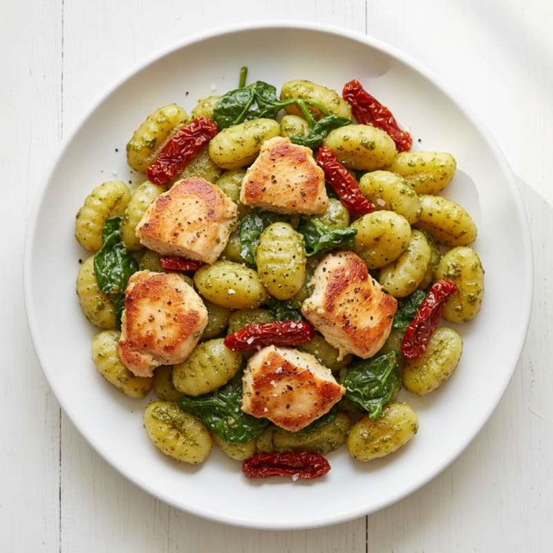 Creamy Pesto Gnocchi with Sun-Dried Tomatoes