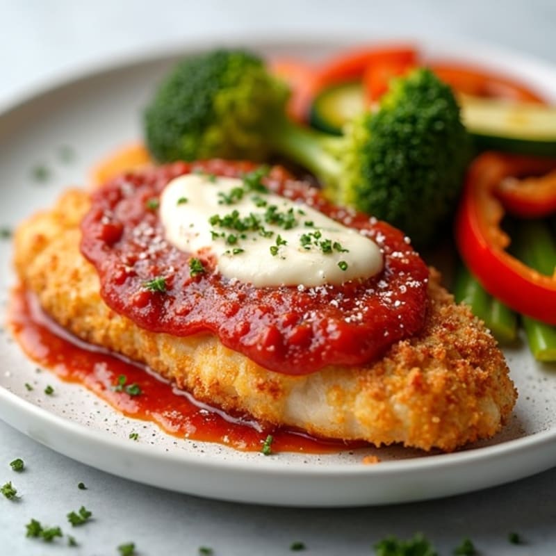 Healthy Crispy Chicken Parmesan with Roasted Vegetables