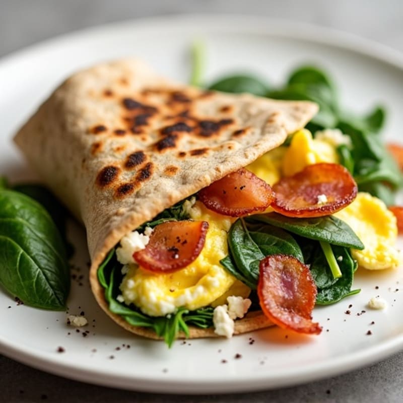 Crispy Turkey Bacon and Egg White Scramble with Spinach