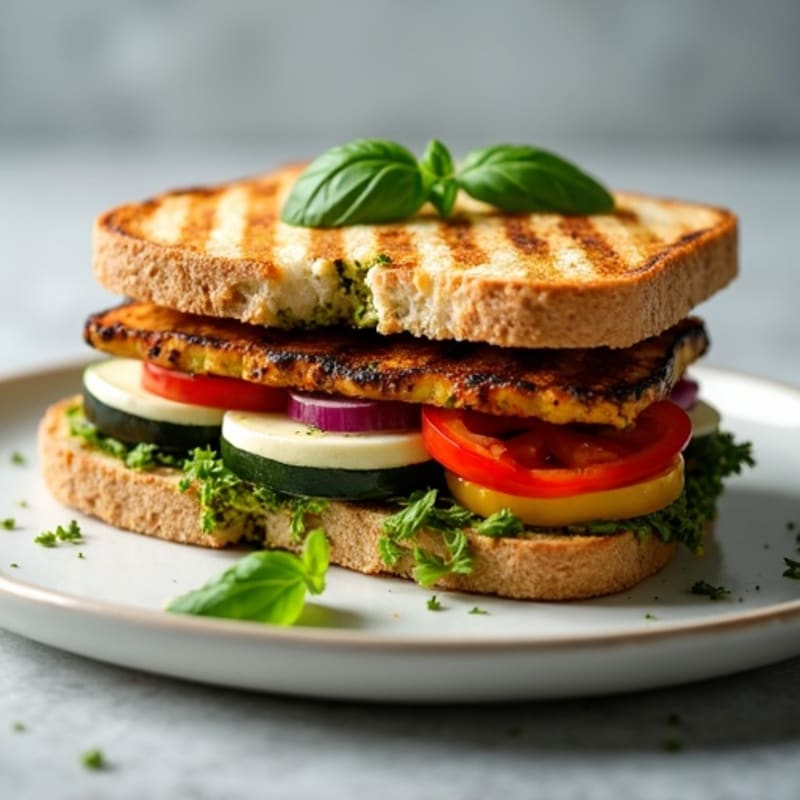 Herb-Marinated Grilled Vegetable Sandwich with Pesto