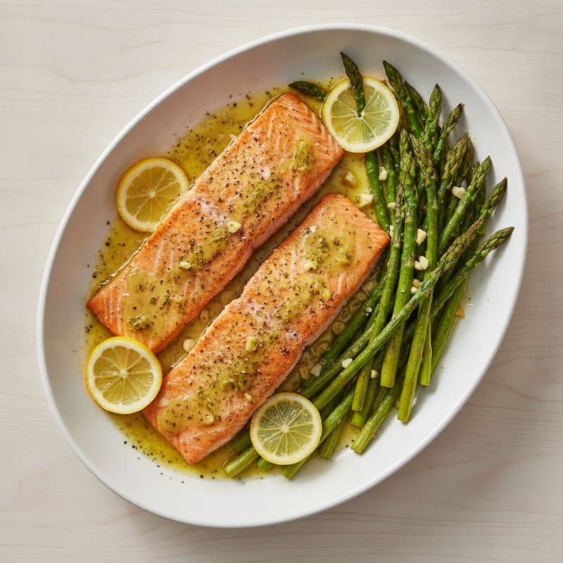 Lemon Herb Roasted Salmon with Asparagus