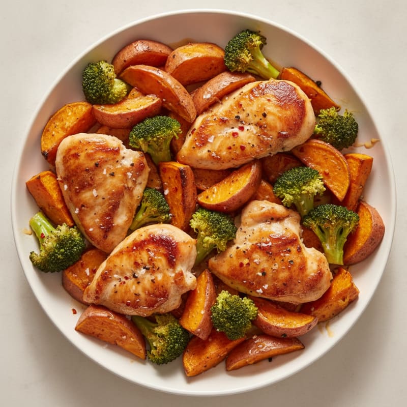 Sheet Pan Honey-Garlic Chicken and Sweet Potatoes