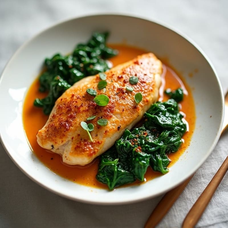 Creamy Spiced Chicken with Wilted Spinach