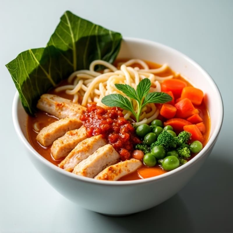 Spicy Sriracha Chicken and Fresh Vegetable Ramen