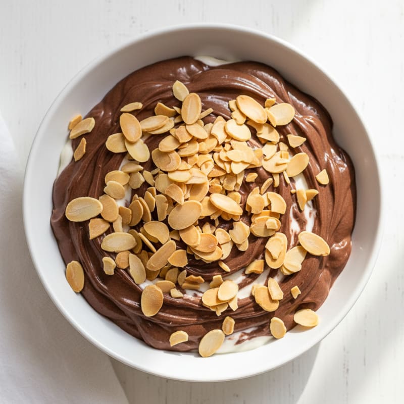 Silky Chocolate Protein Pudding with Almond Slivers