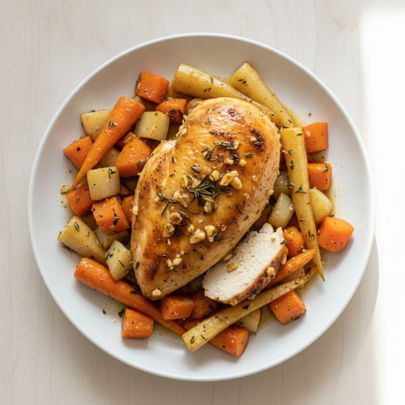 Garlic Herb Roasted Chicken with Root Vegetables
