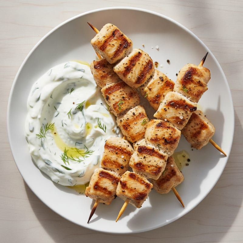 Mediterranean Chicken Skewers with Tzatziki
